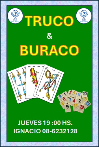 Afiche de los encuentros de truco y burako de OLEI Beer Sheva