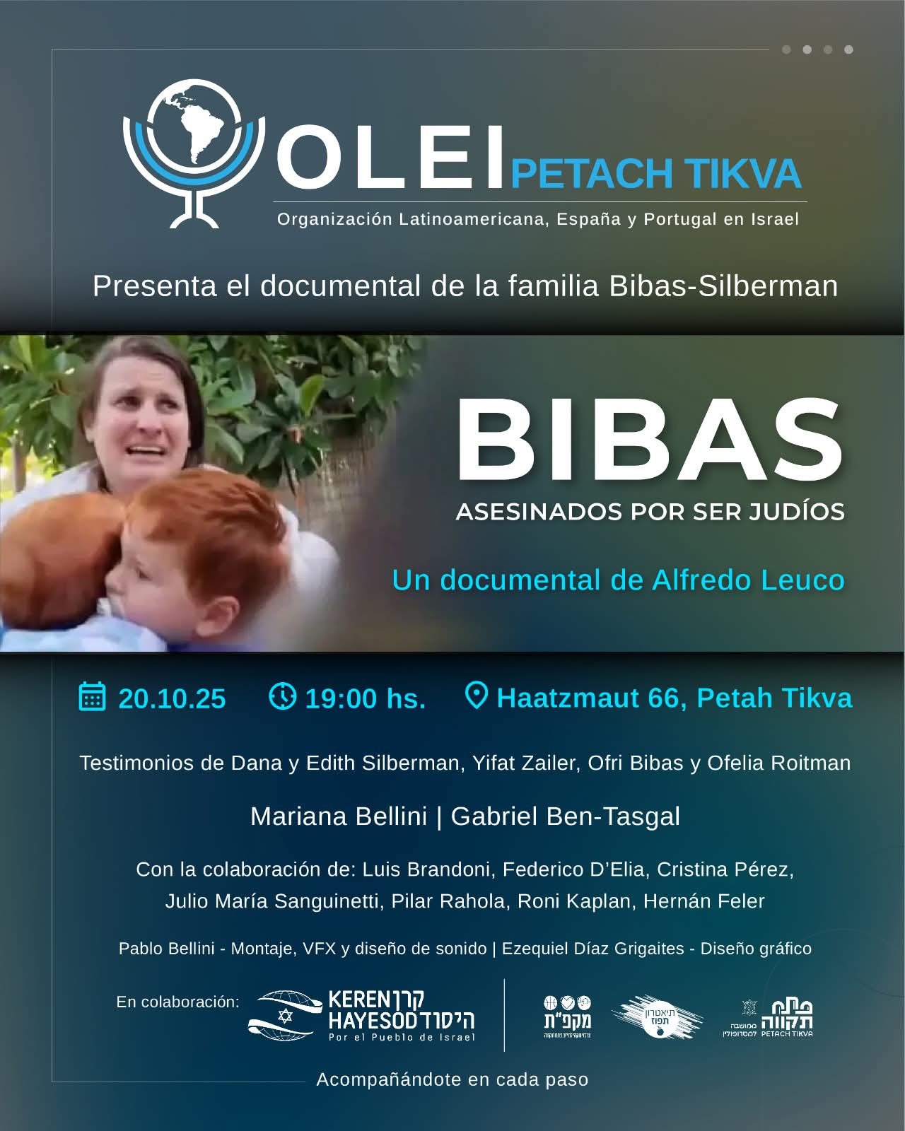 Proyección del documental “Bibas, asesinados por ser judíos” – OLEI Petaj Tikva